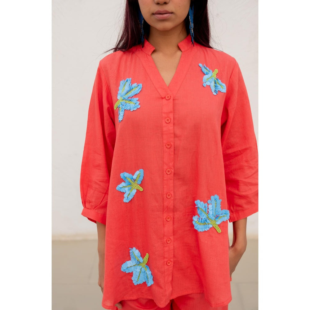 Silai Studio Coral Embroidered Co-Ord (Set of 2)
