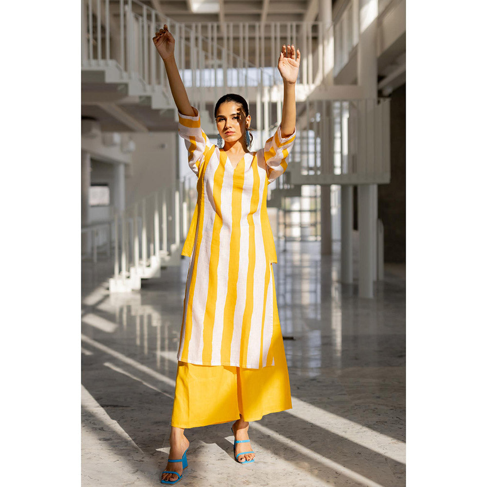 Silai Studio Lemonberry Box Slit Stripes Kurta