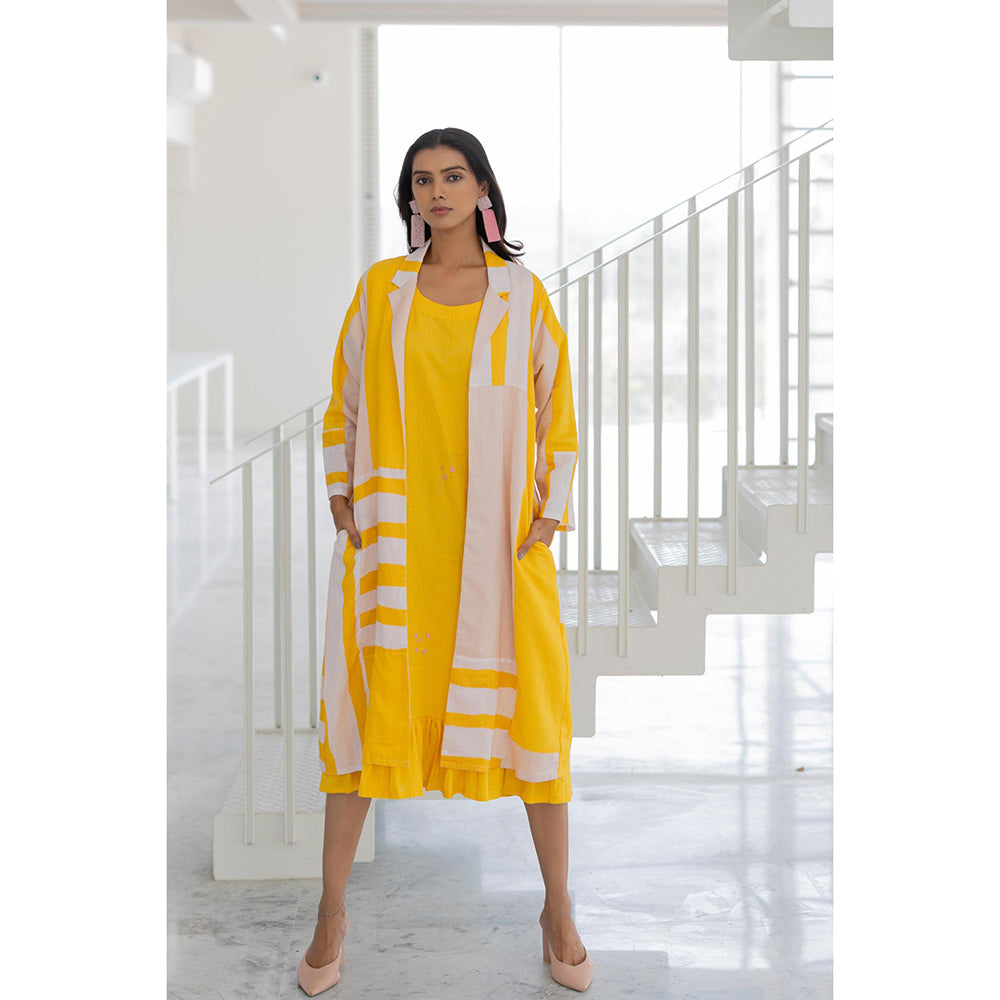 Silai Studio Lemons and Candies Stripes Jacket and Dress (Set of 2)