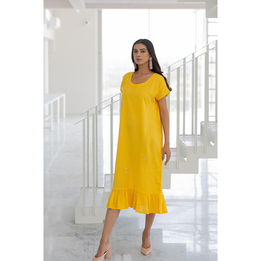 Silai Studio Lemons and Candies Ruffle Hem Dress