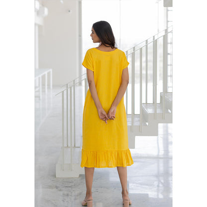 Silai Studio Lemons and Candies Ruffle Hem Dress