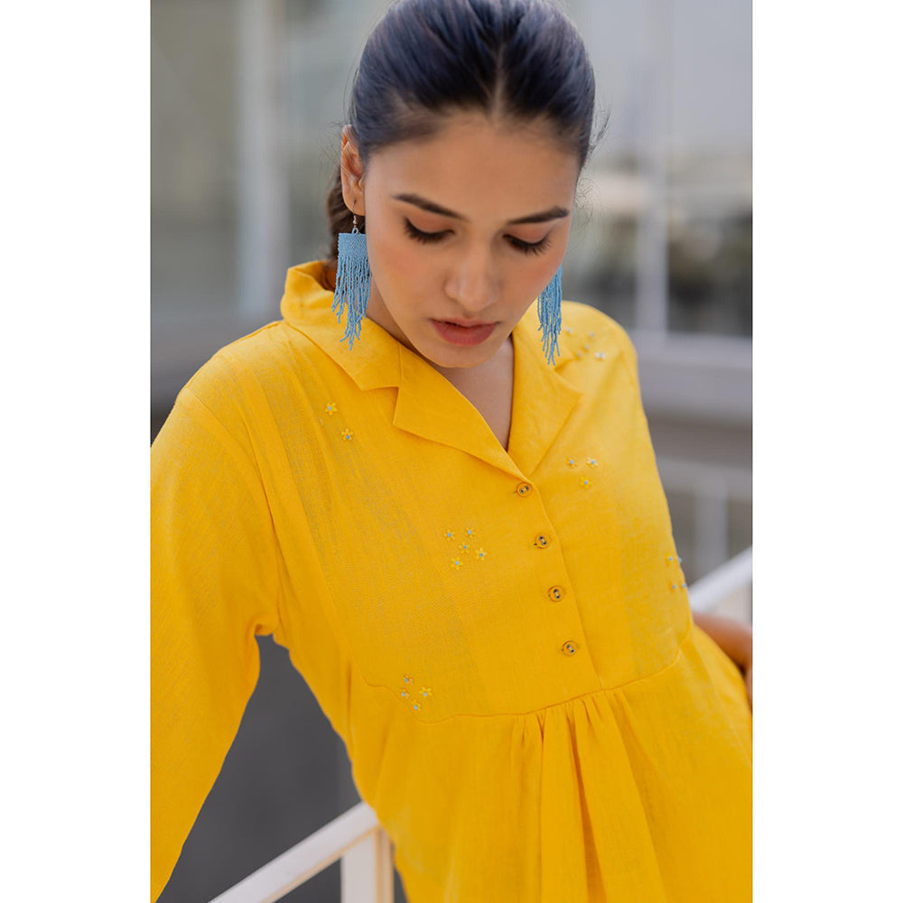 Silai Studio Sunflower Yellow Solid Co-Ord (Set of 2)