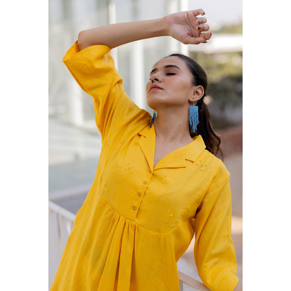 Silai Studio Sunflower Yellow Solid Co-Ord (Set of 2)