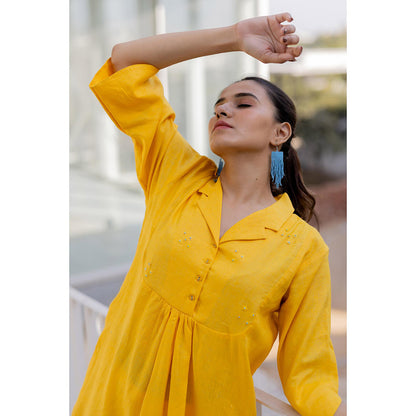 Silai Studio Sunflower Yellow Solid Co-Ord (Set of 2)