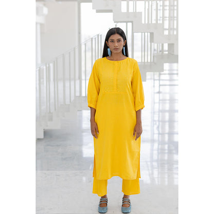 Silai Studio Sunflower Yellow Kurta and Pant (Set of 2)