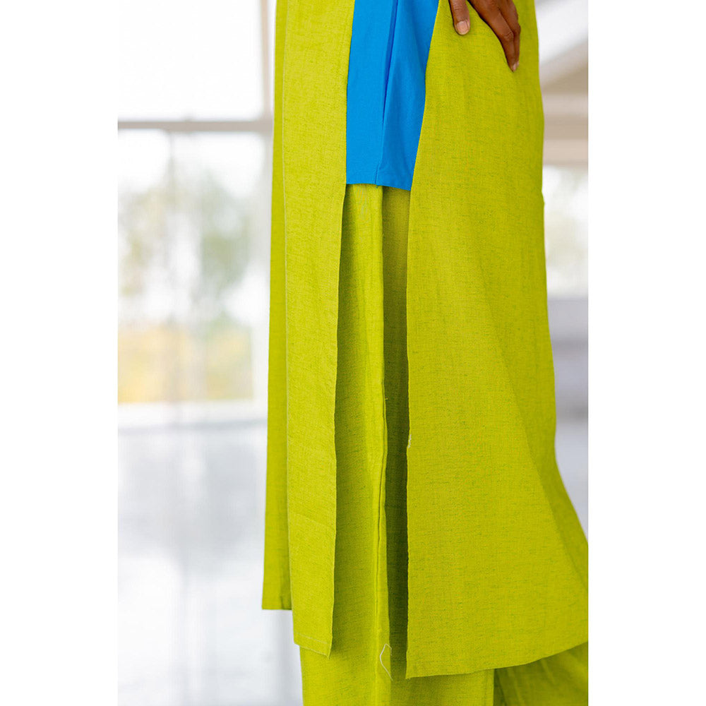 Silai Studio Avocado Azure Box Slit Kurta and Palazzo (Set of 2)