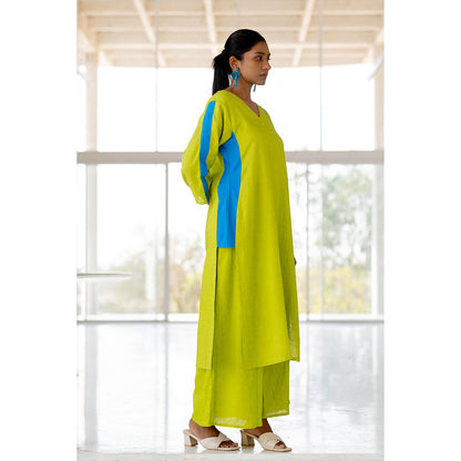 Silai Studio Avocado Azure Box Slit Kurta