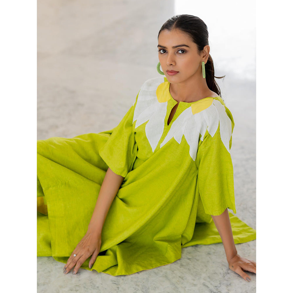 Silai Studio Green Sunflower Applique Co-Ord (Set of 2)