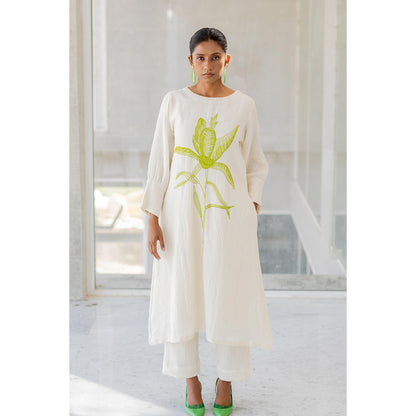 Silai Studio Vanilla Mist Embroidered Kurta