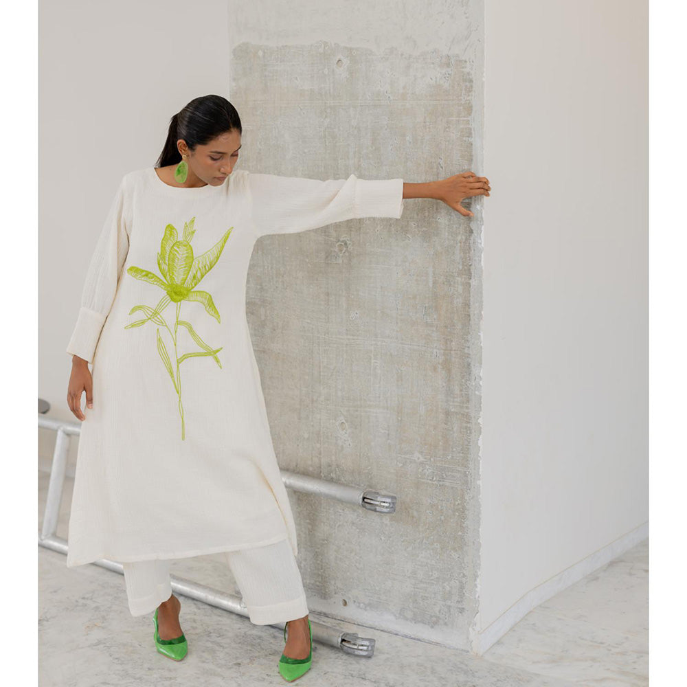 Silai Studio Vanilla Mist Embroidered Kurta