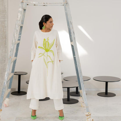 Silai Studio Vanilla Mist Embroidered Kurta
