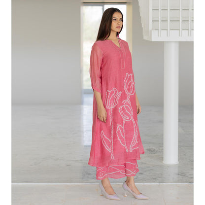 Silai Studio Misty Tulips Bandhani Kurta and Palazzo (Set of 2)