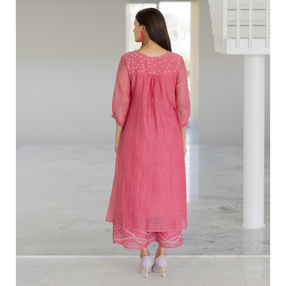 Silai Studio Misty Tulips Bandhani Kurta and Palazzo (Set of 2)