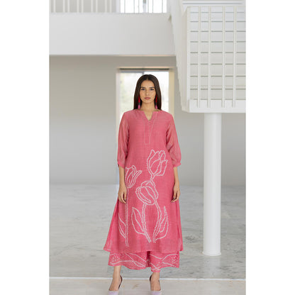 Silai Studio Misty Tulips Bandhani Kurta