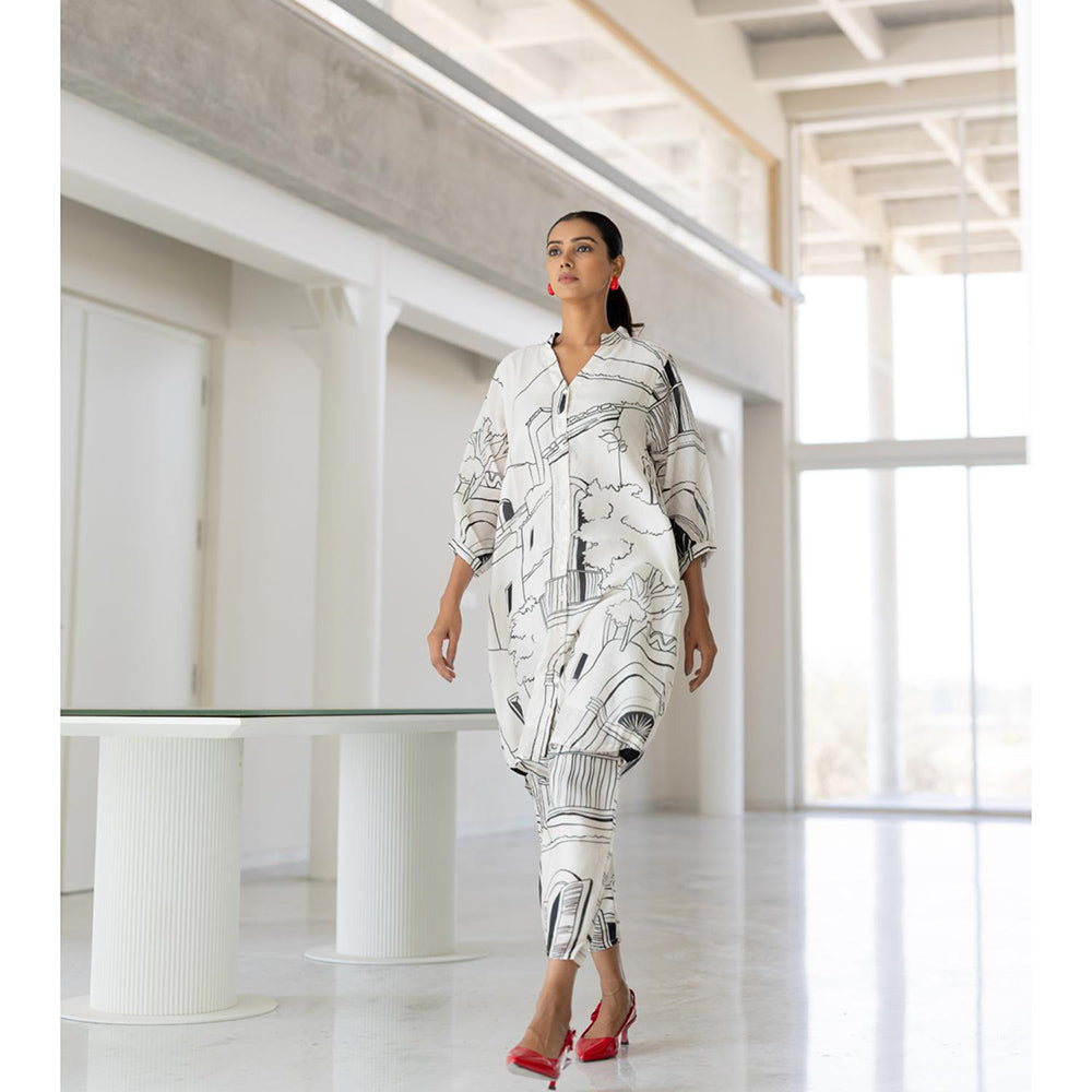 Silai Studio Mediterranean Lanes Printed Kurta