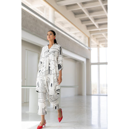Silai Studio Mediterranean Lanes Printed Kurta
