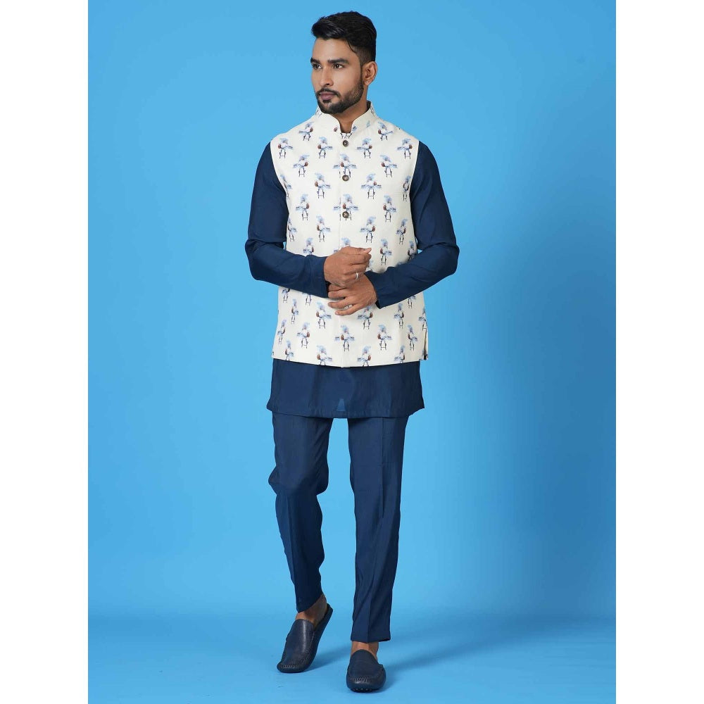 Simaaya White Premium Quality Silk Made Nehru Jacket