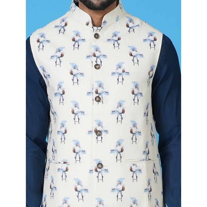 Simaaya White Premium Quality Silk Made Nehru Jacket