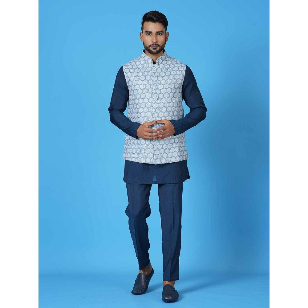 Simaaya Blue Premium Quality Silk Made Nehru Jacket