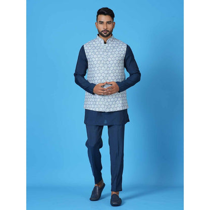 Simaaya Blue Premium Quality Silk Made Nehru Jacket