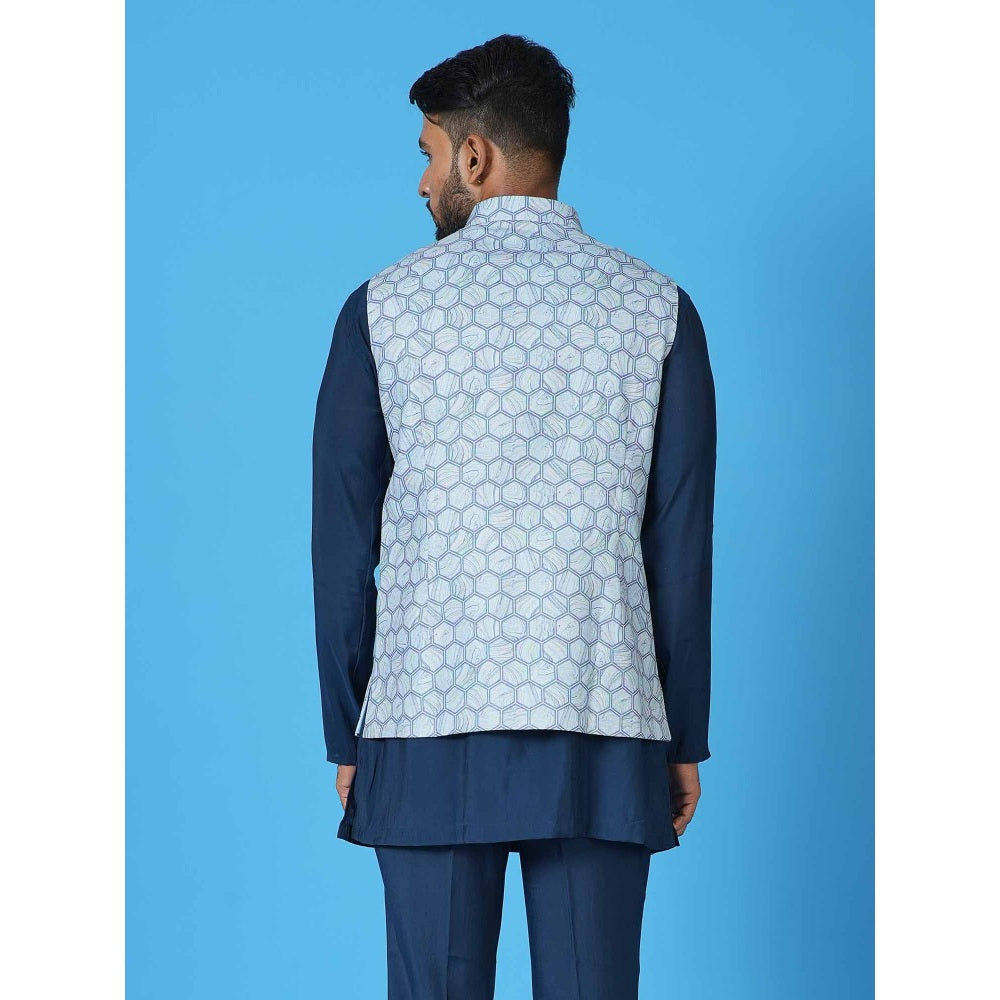 Simaaya Blue Premium Quality Silk Made Nehru Jacket