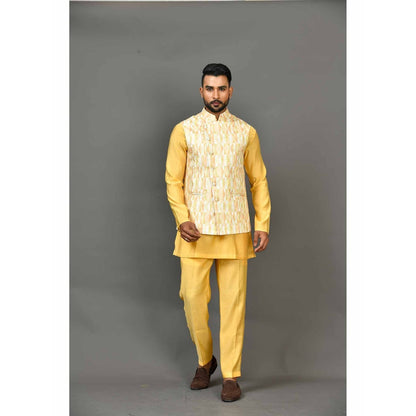 Simaaya Yellow Premium Quality Satin Made Nehru Jackets