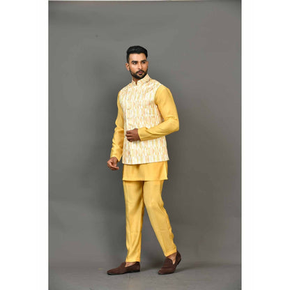 Simaaya Yellow Premium Quality Satin Made Nehru Jackets