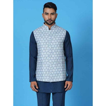 Simaaya Blue Premium Quality Linen Blend Made Nehru Jacket