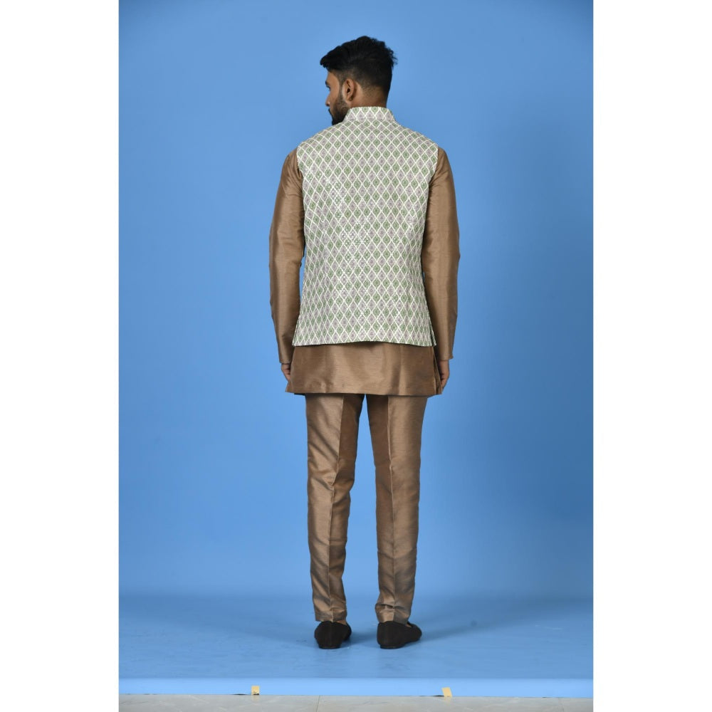 Simaaya Multi-Colour Printed Premium Quality Cotton Silk Made Nehru Jacket for Men