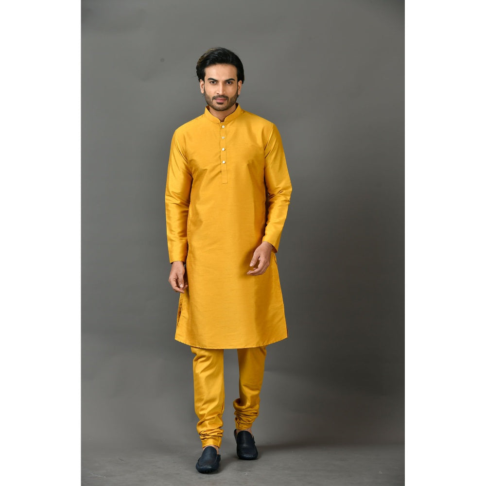 Simaaya Yellow Premium Quality Silk Made Kurta for Men