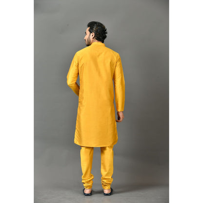 Simaaya Yellow Premium Quality Silk Made Kurta for Men