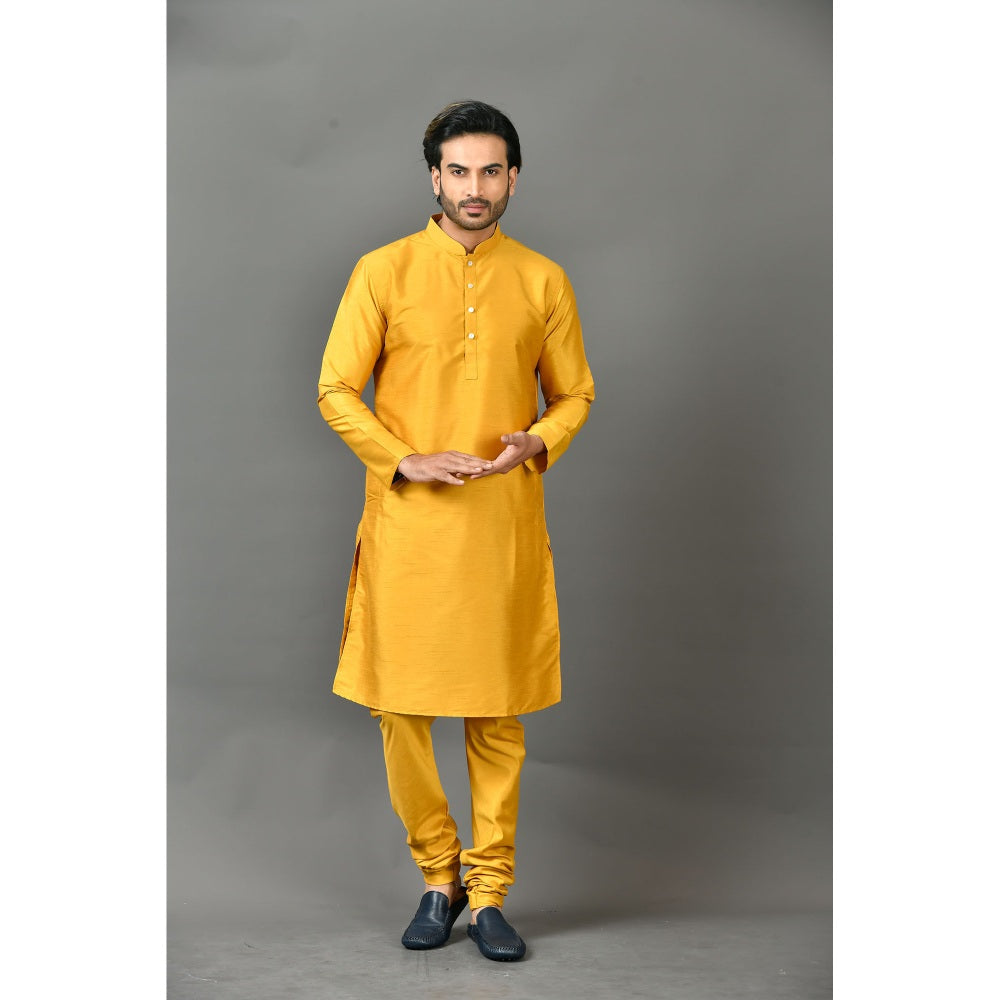 Simaaya Yellow Premium Quality Silk Made Kurta for Men