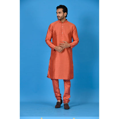 Simaaya Rust Premium Quality Silk Made Kurta for Men