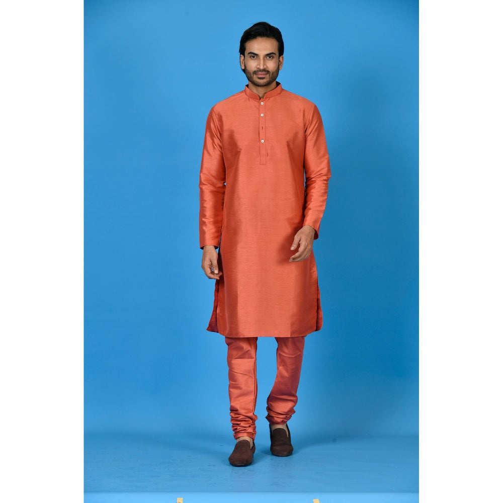 Simaaya Rust Premium Quality Silk Made Kurta for Men