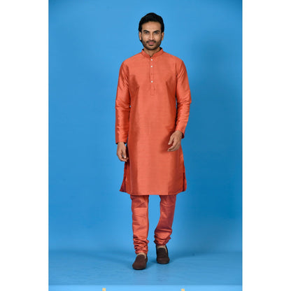 Simaaya Rust Premium Quality Silk Made Kurta for Men