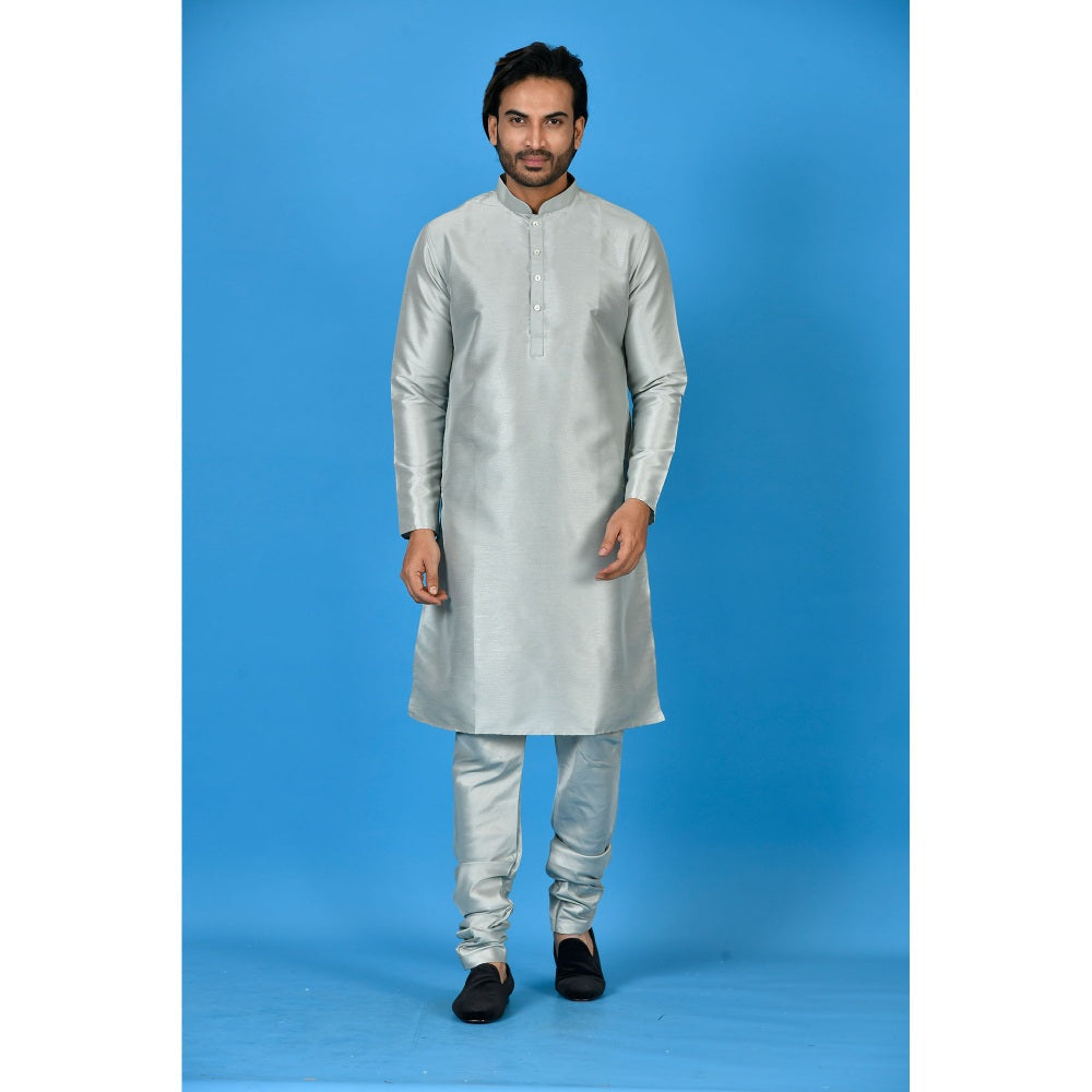 Simaaya Silver Premium Quality Silk Made Kurta for Men