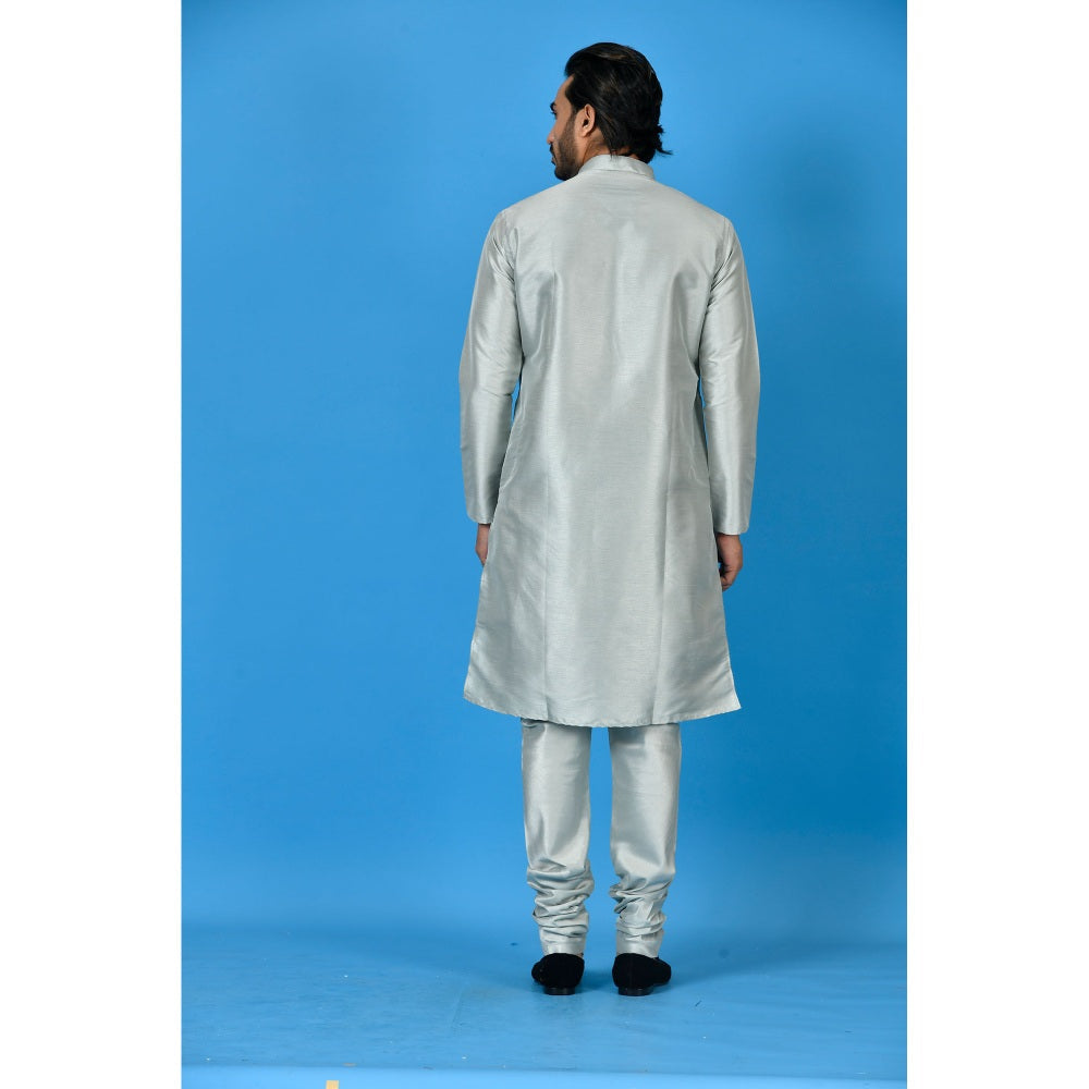 Simaaya Silver Premium Quality Silk Made Kurta for Men