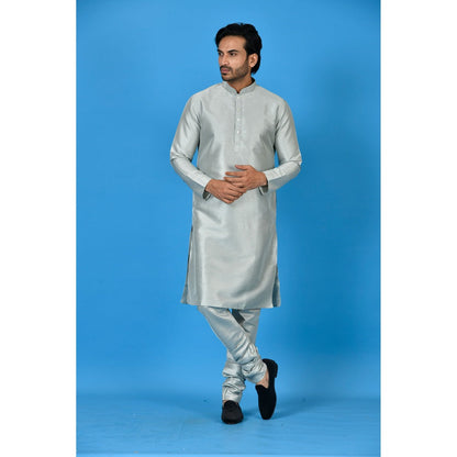 Simaaya Silver Premium Quality Silk Made Kurta for Men