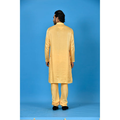 Simaaya Yellow Premium Quality Satin Made Kurta for Men