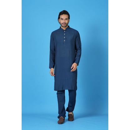 Simaaya Navy Blue Premium Quality Cotton Silk Made Kurta for Men