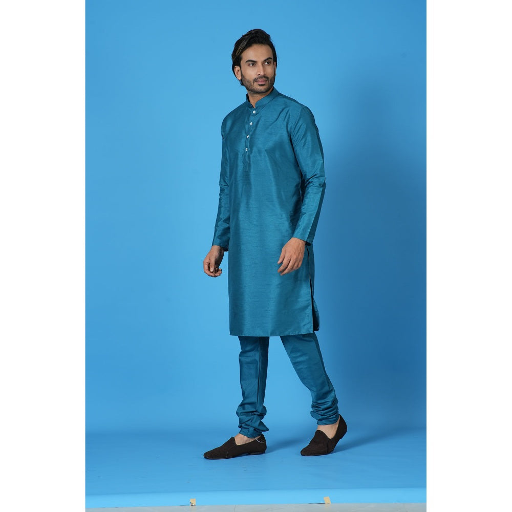 Simaaya Teal Premium Quality Silk Made Kurta for Men