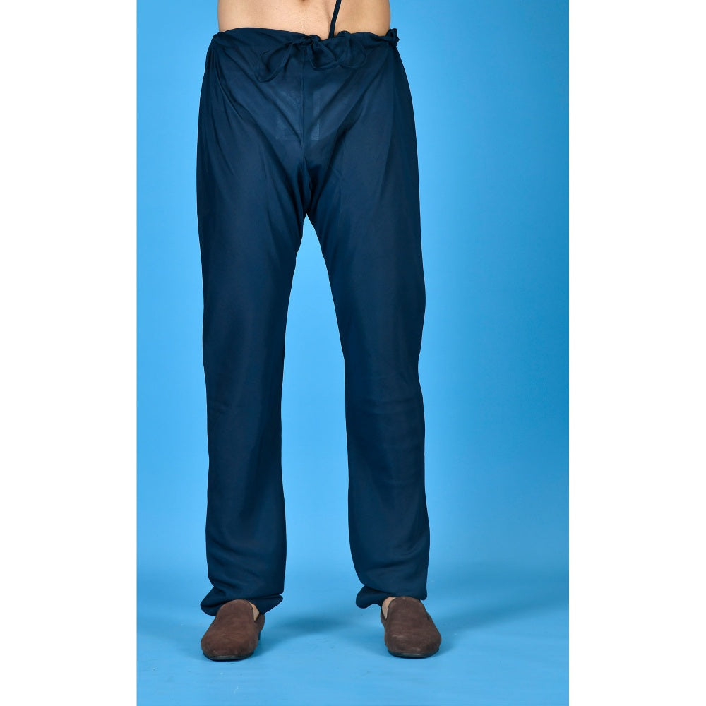 Simaaya Navy Blue Premium Quality Cotton Silk Made Pyjama for Men