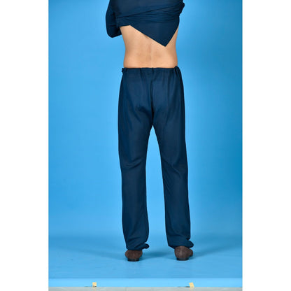 Simaaya Navy Blue Premium Quality Cotton Silk Made Pyjama for Men