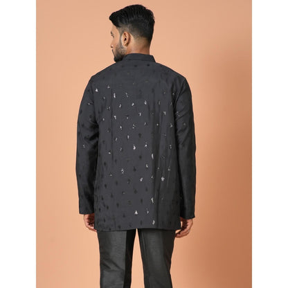 Simaaya Black Premium Quality Satin Made Short Kurta for Men