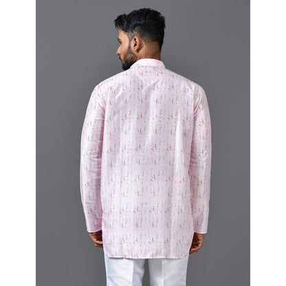 Simaaya Pink Premium Quality Silk Made Short Kurta for Men