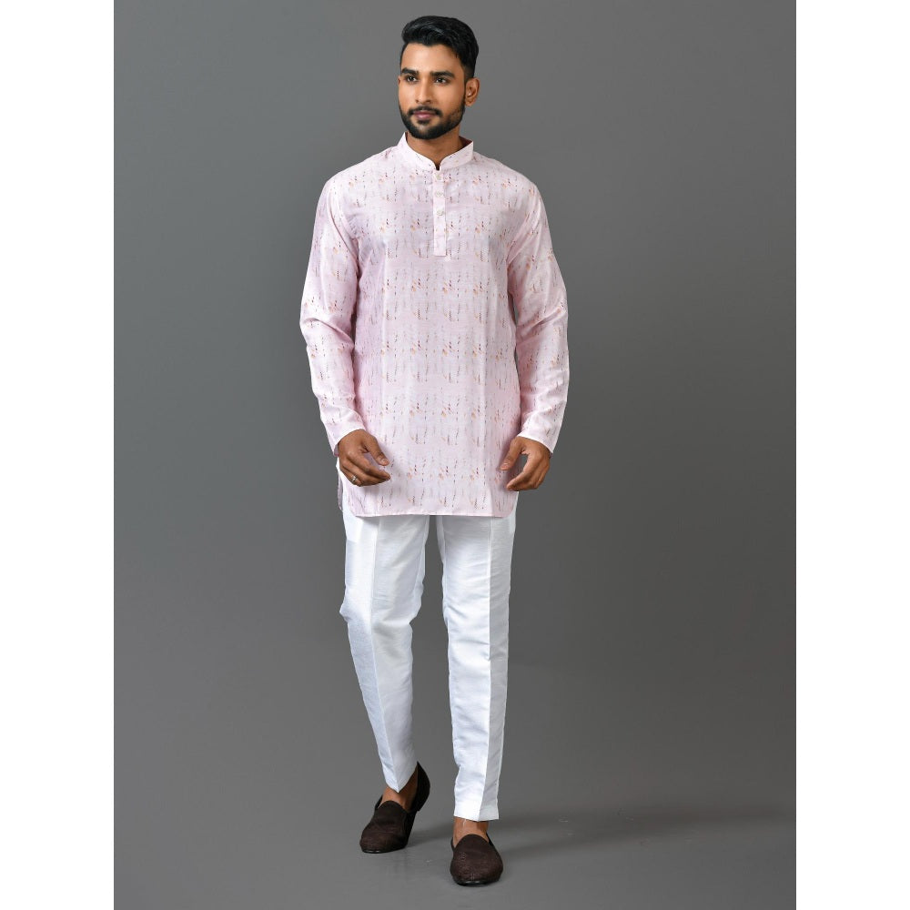 Simaaya Pink Premium Quality Silk Made Short Kurta for Men