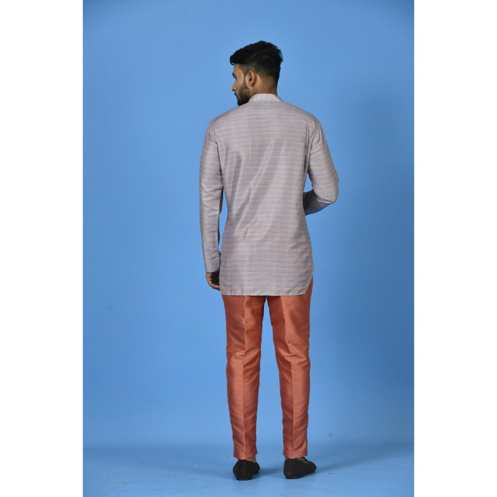 Simaaya Grey Premium Quality Silk Made Short Kurta for Men