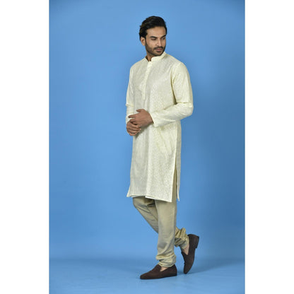 Simaaya Premium Quality Silk Made Kurta for Men- Cream