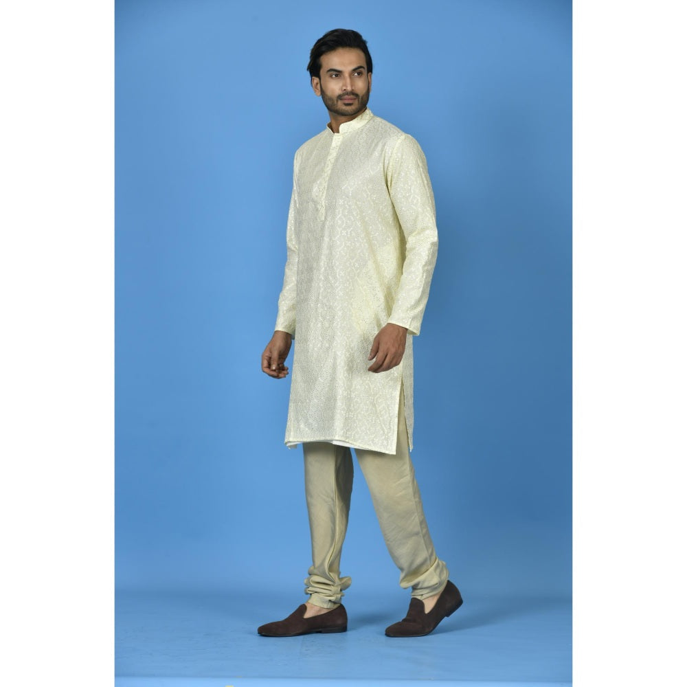 Simaaya Premium Quality Silk Made Kurta for Men- Cream