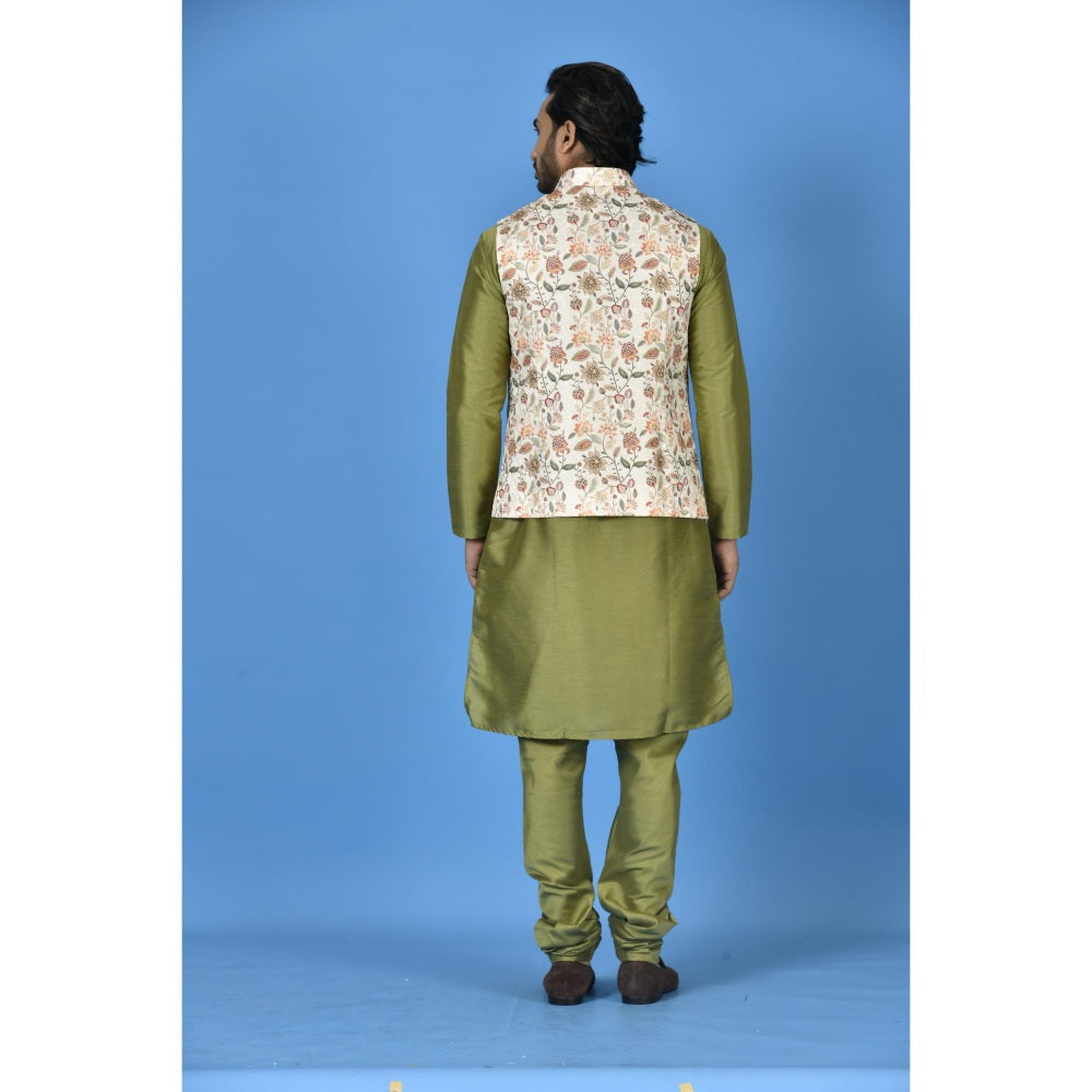 Simaaya Premium Quality Silk Made Nehru Jackets for Men- Peach